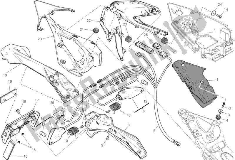 Toutes les pièces pour le Feu Arrière du Ducati Superbike 1199 Panigale USA 2012